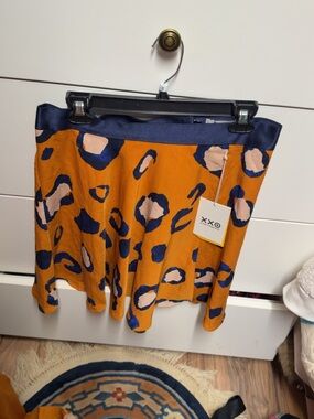for Target Navy and Mustard Leopard-Print Mini Skirt